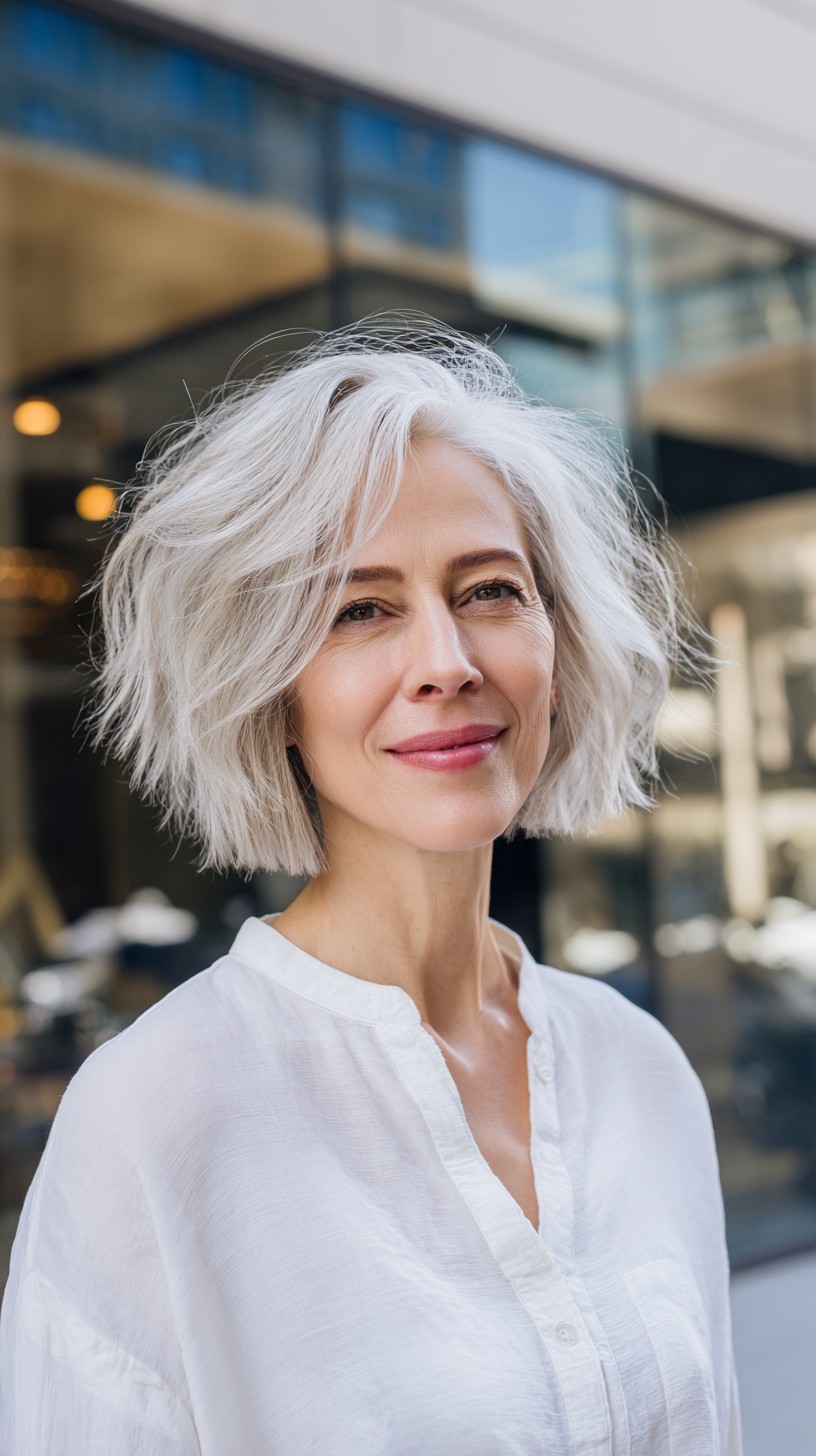 Effortless Silver Waves with Textured Ends