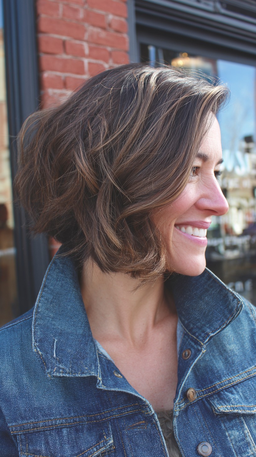 Effortless Tousled Brunette Bob