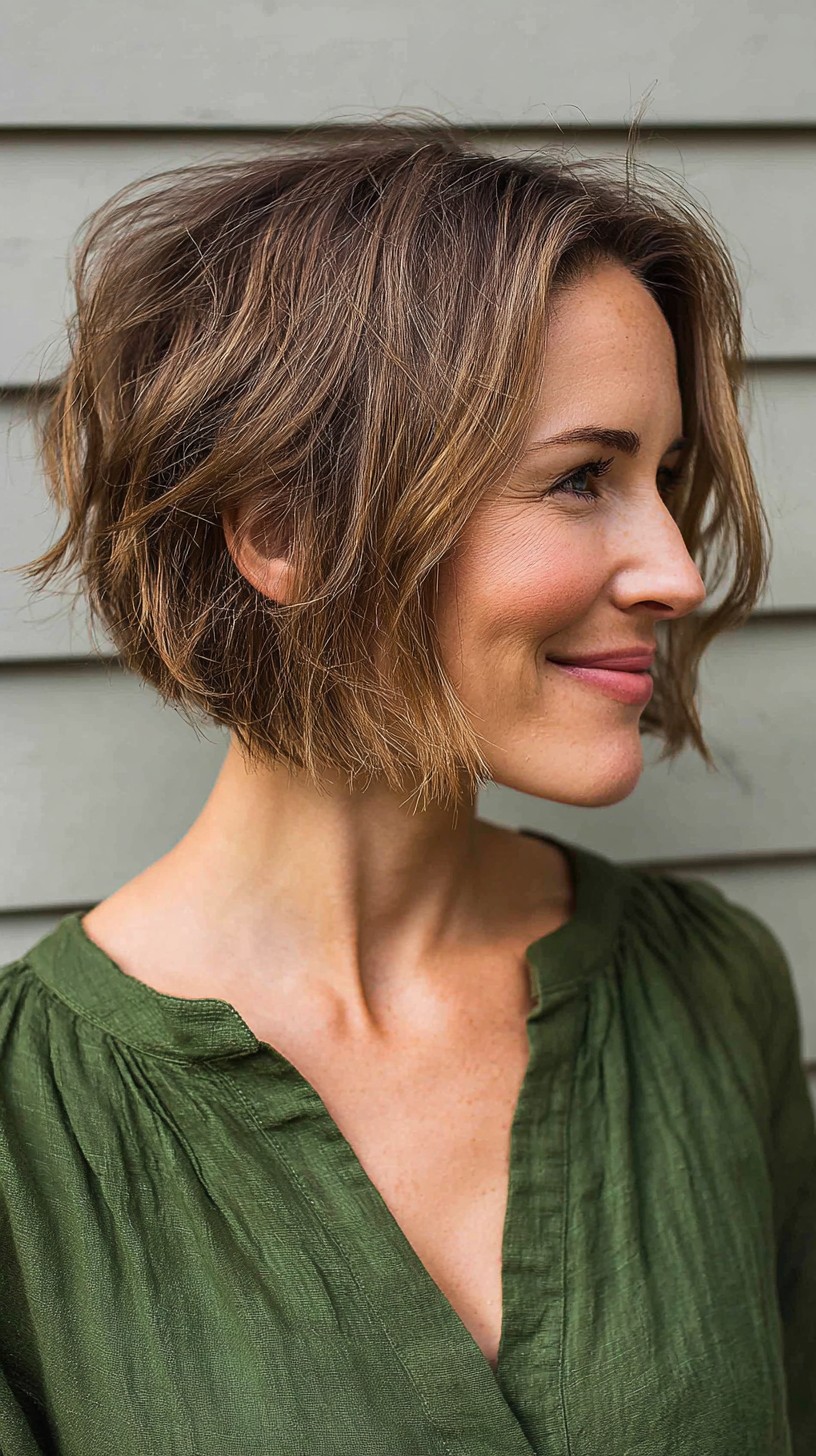 Effortlessly Chic Angled Bob with Soft Waves