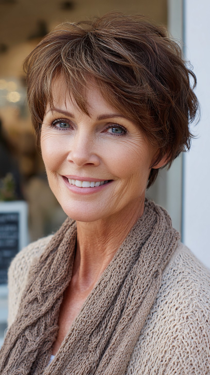 Elegant Tapered Brunette Bob with Wispy Layers