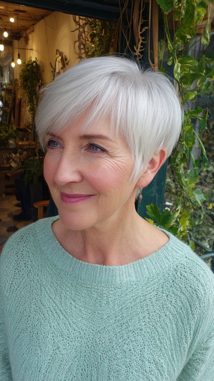 Light Blonde Asymmetric Pixie with Soft Layers