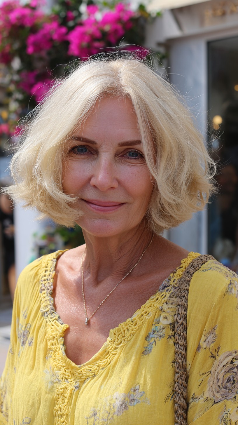 Light Blonde Textured Bob with Soft Waves