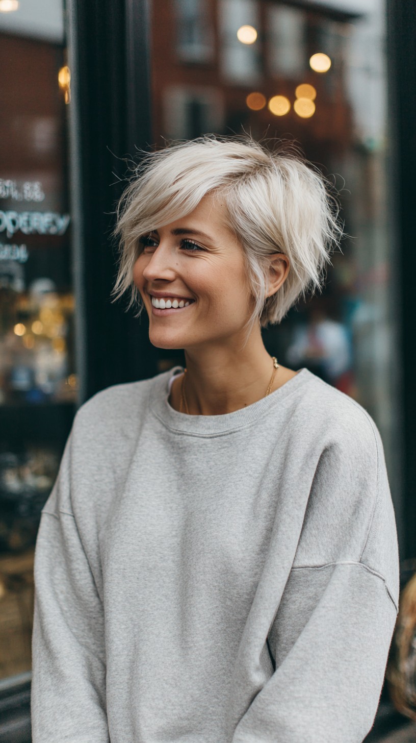 Platinum Blonde Textured Shag with Whimsical Waves