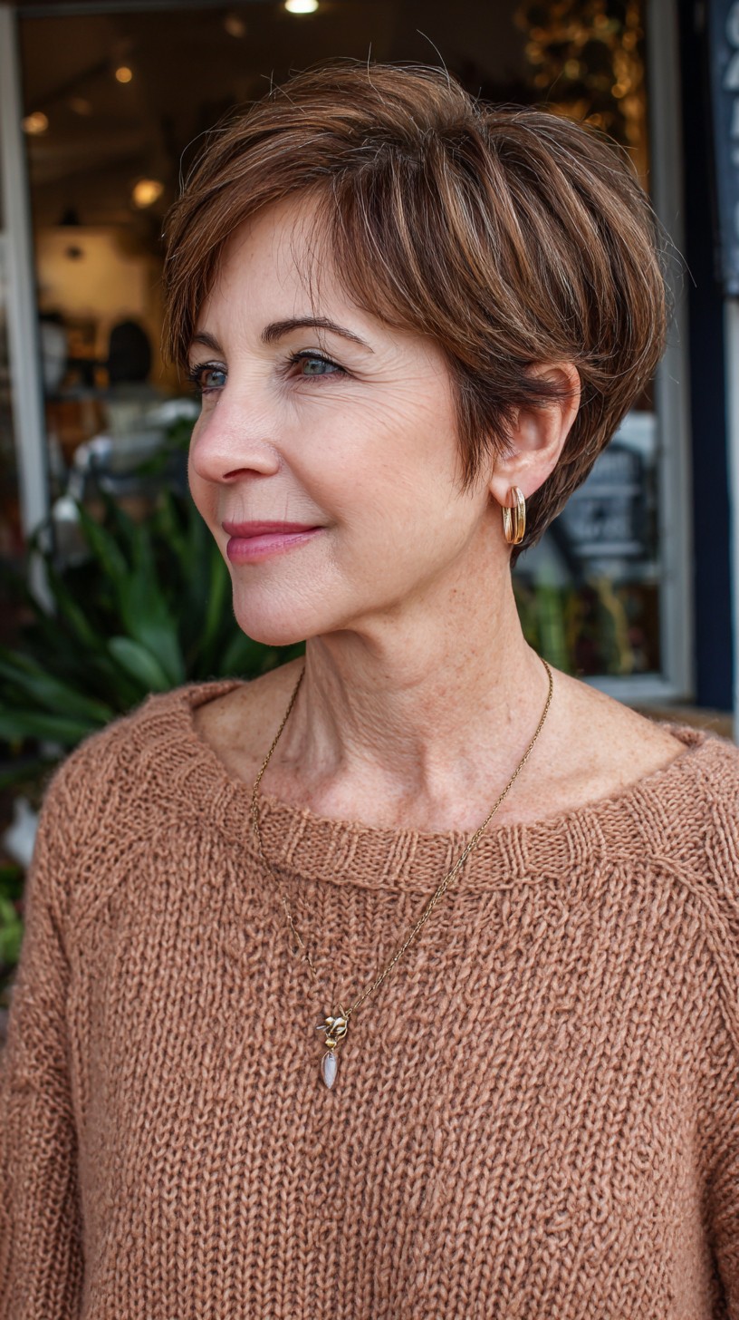 Refined Chestnut Tousled Pixie