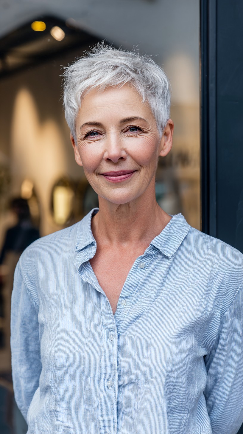 Refined Platinum Textured Crop for Mature Women