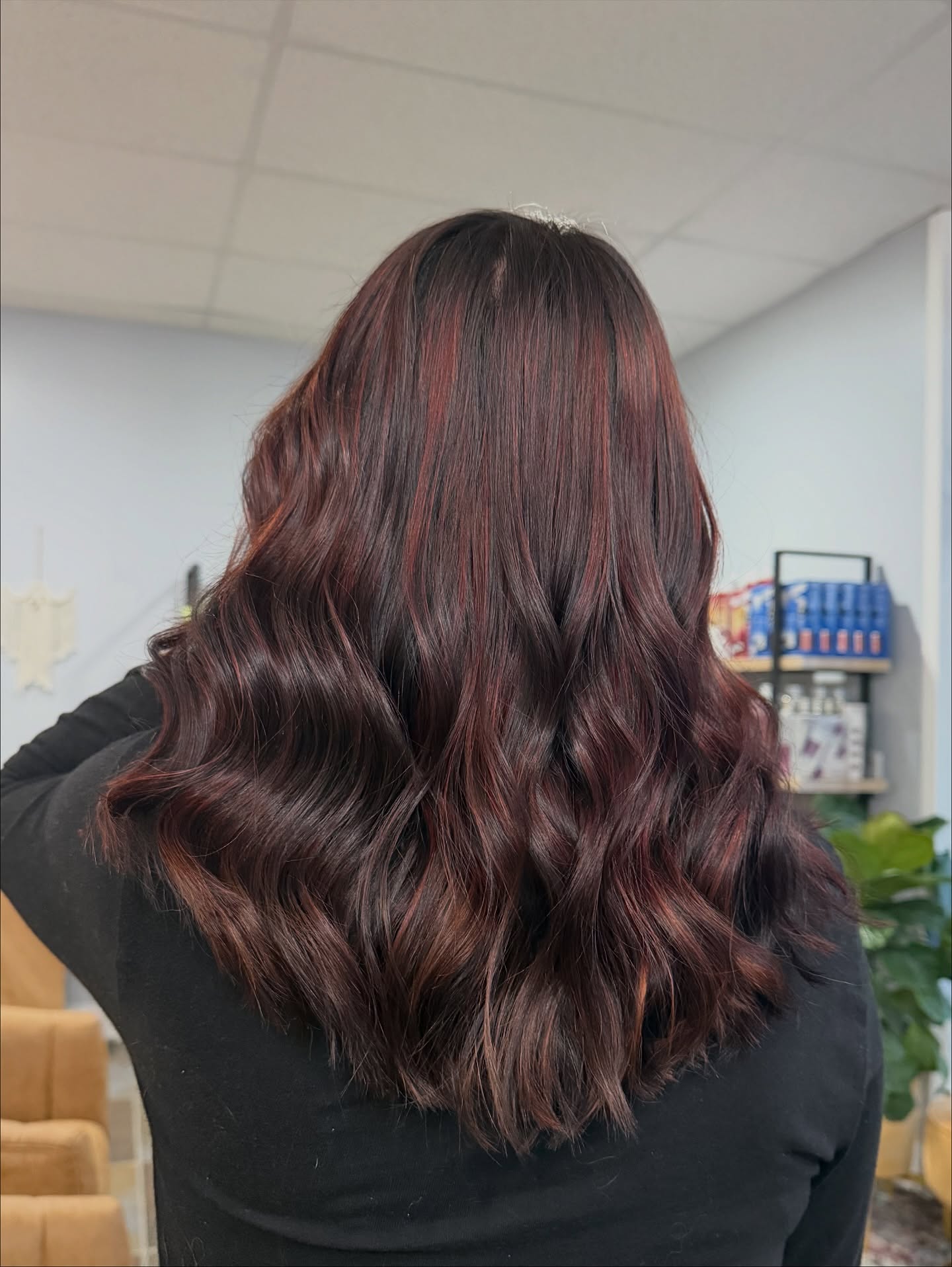 Rich Chocolate Waves with Bold Red Highlights