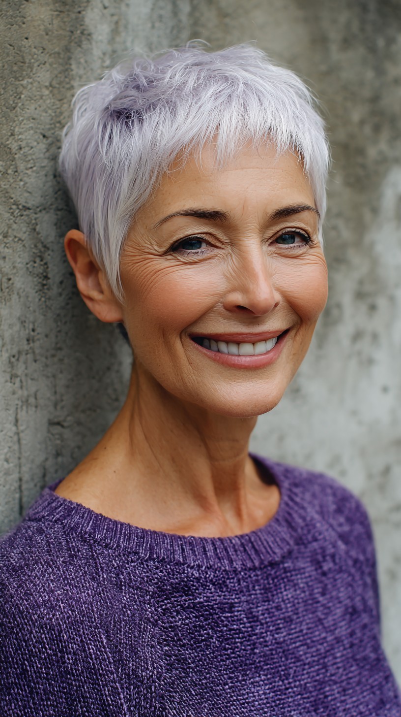 Silver Pixie Cut with Soft Textured Layers
