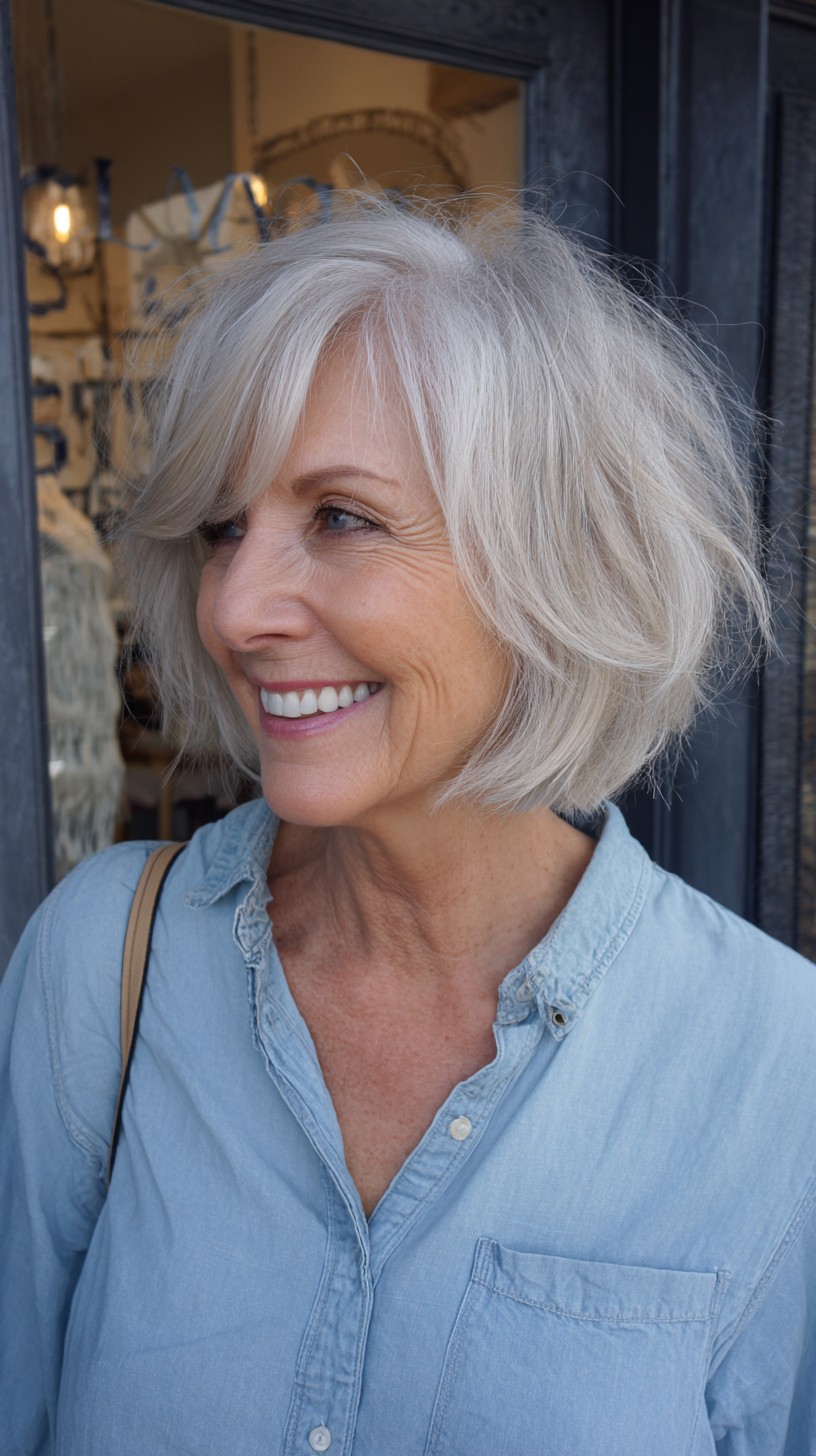 Silver Sleek Layered Cut with Soft Texture