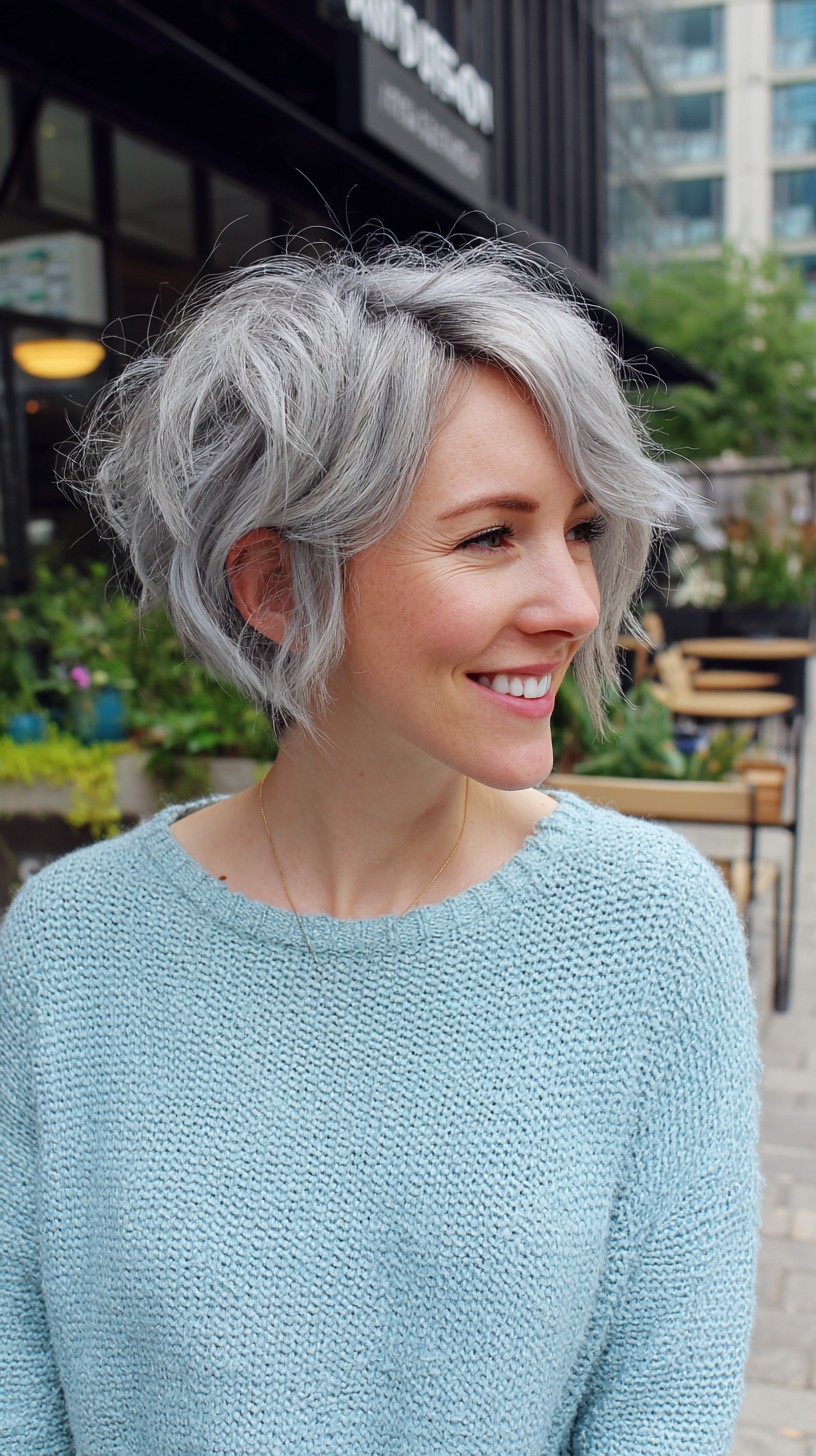 Silver Textured Waves with Soft Undercut