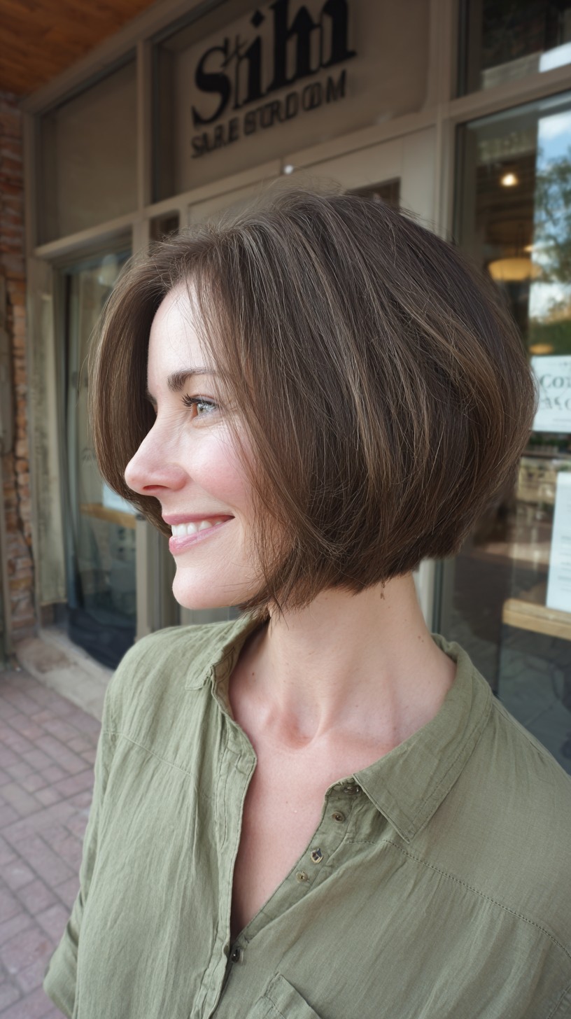 Sleek Chestnut Bob with Subtle Graduation