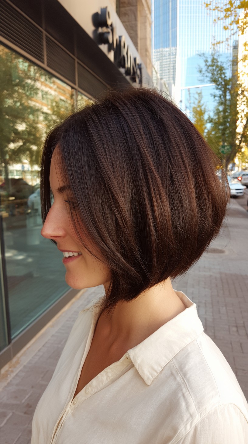 Sleek Espresso Angled Bob with Soft Flicks