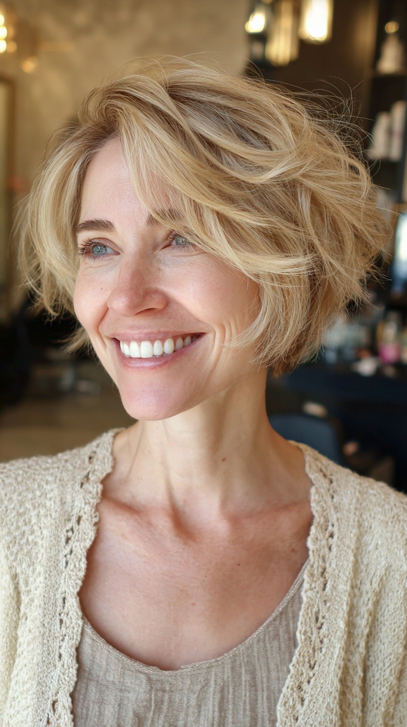 Soft Golden Layered Bob with Natural Flow