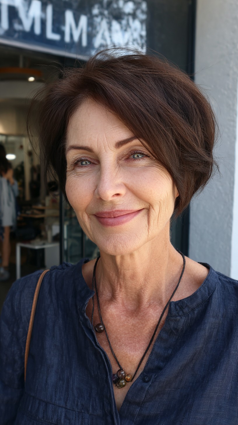 Sophisticated Chestnut Short Bob for Women Over 60