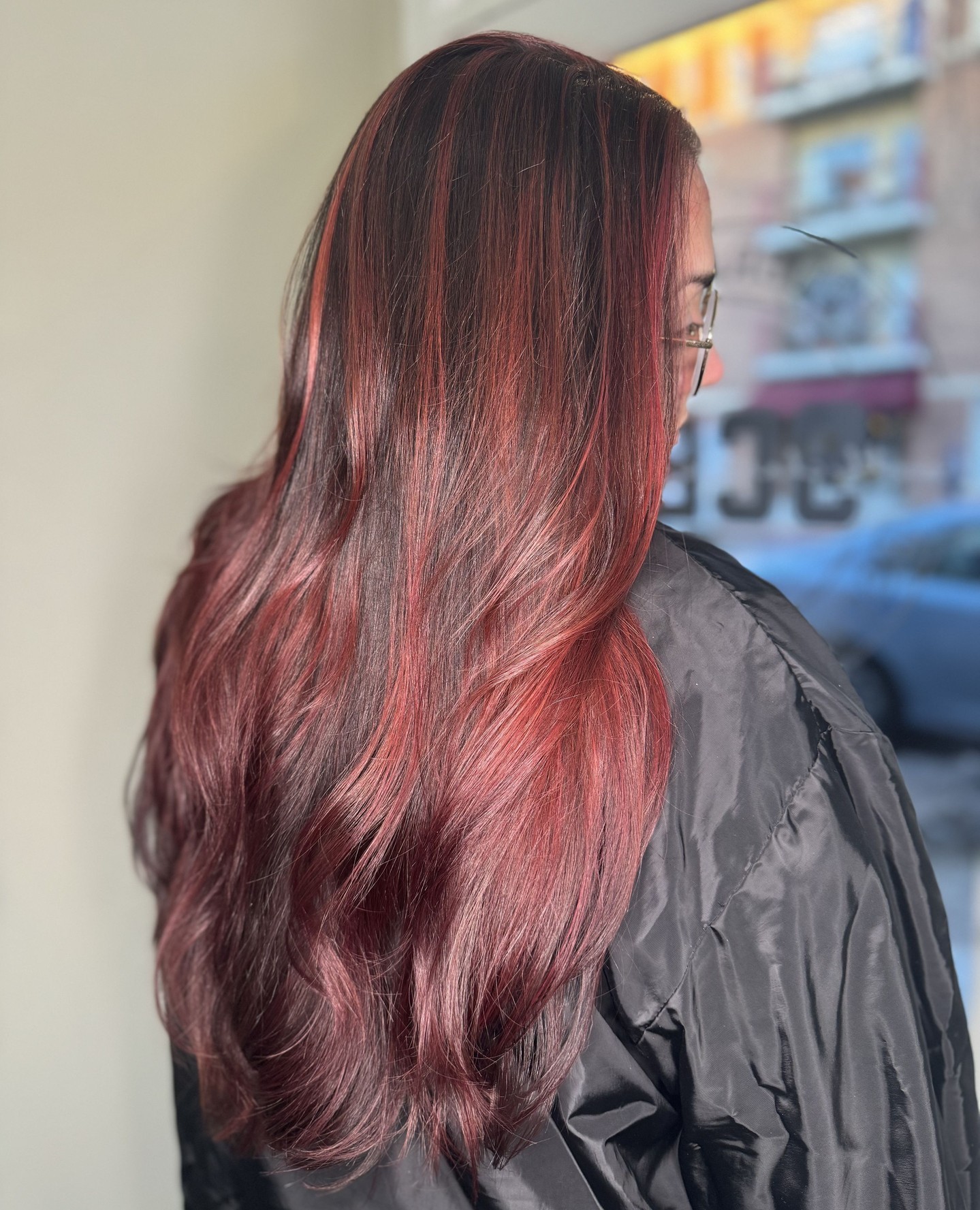 Stunning Long Layers with Bold Red Highlights