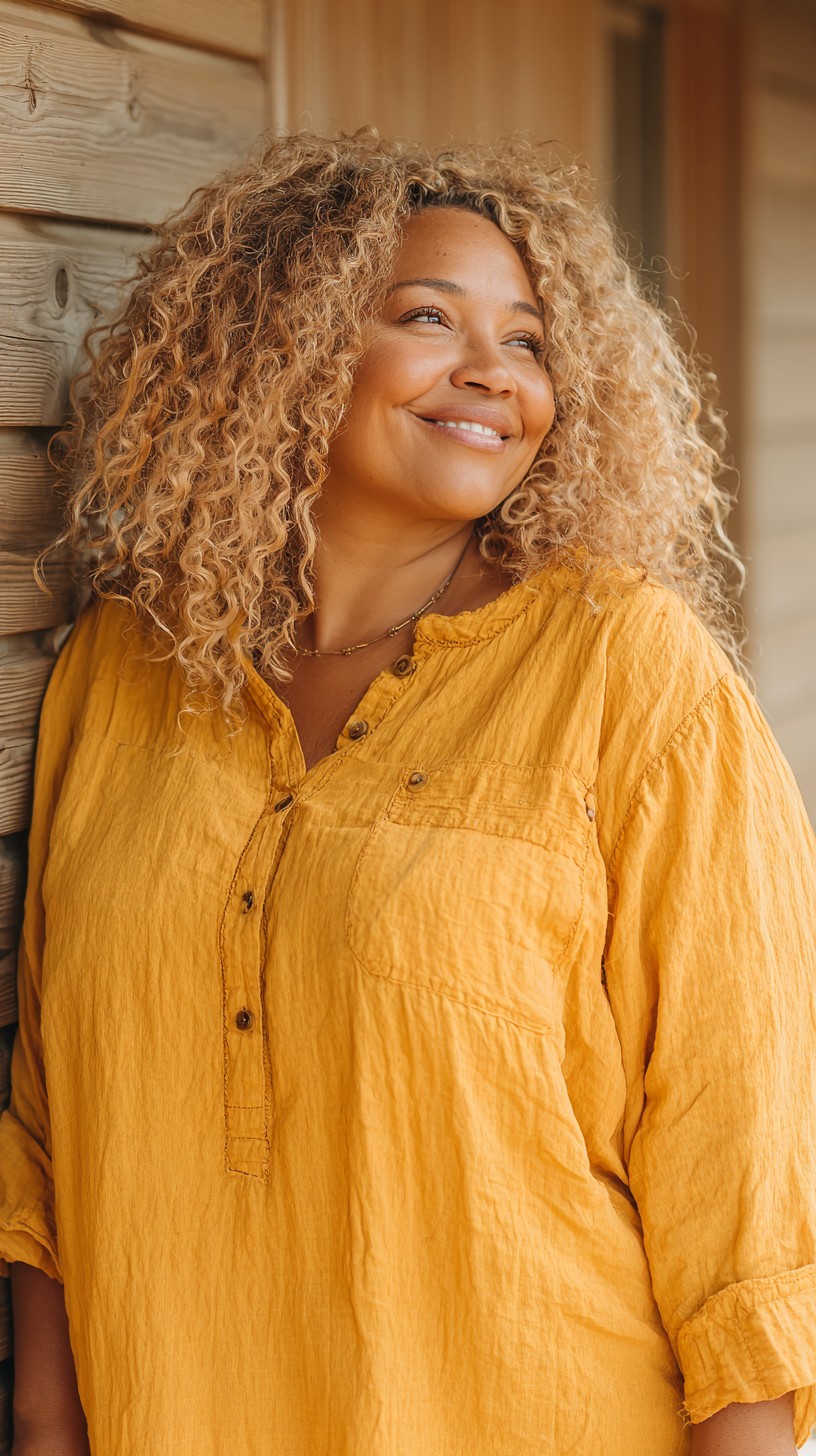 Sun-Kissed Golden Spiral Curls for Round Faces