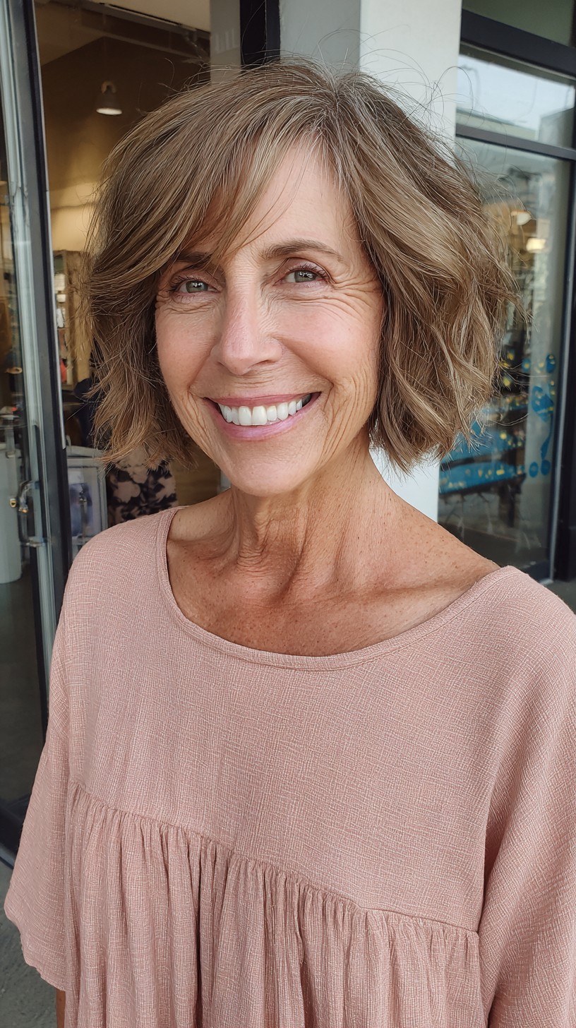 Textured Tousled Bob for Mature Women