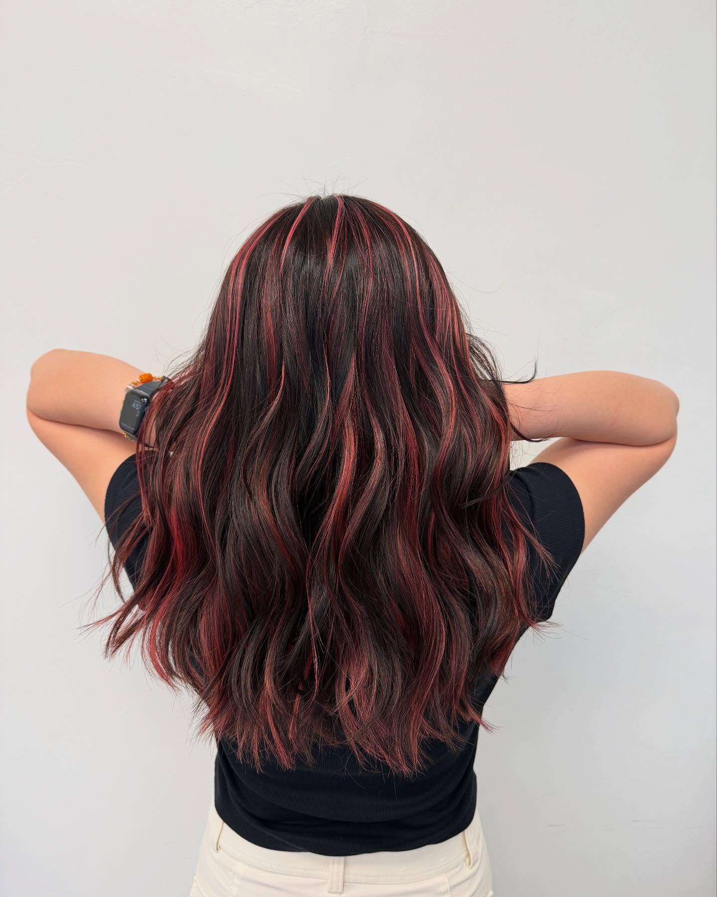 Textured Waves with Striking Red Highlights