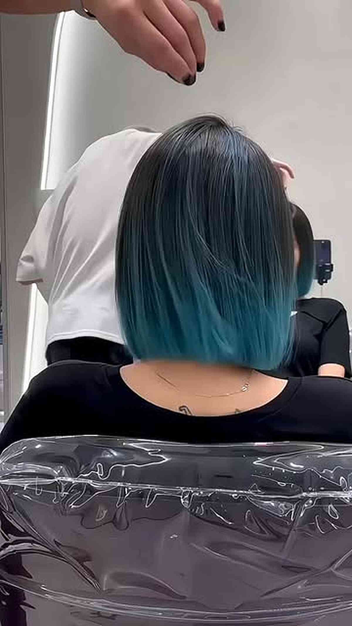 Trendy Deep Teal Blue Ombre Bob