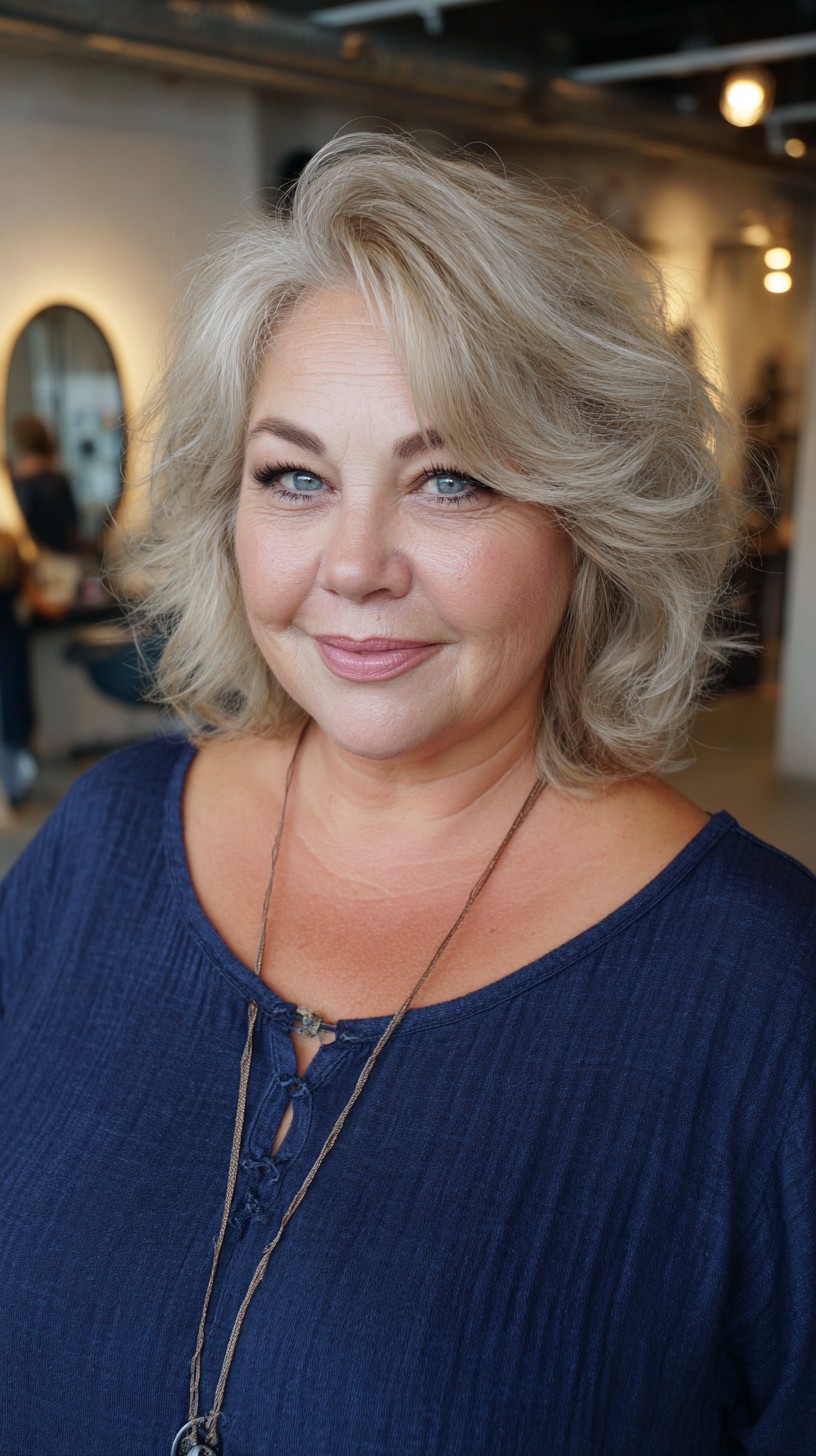 Voluminous Silver Waves with Gentle Layers