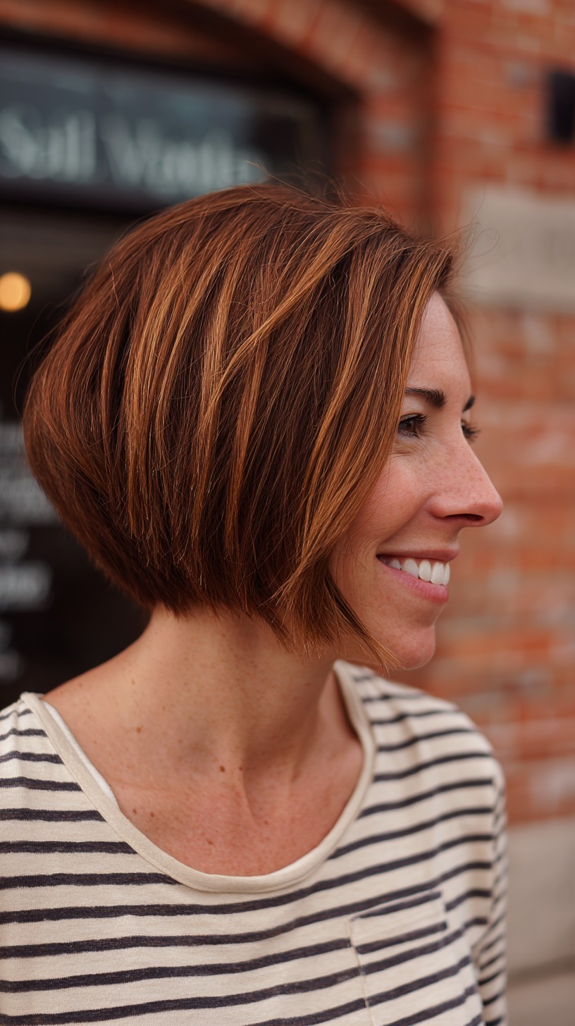 Warm-Copper Angled Bob with Precision Edges