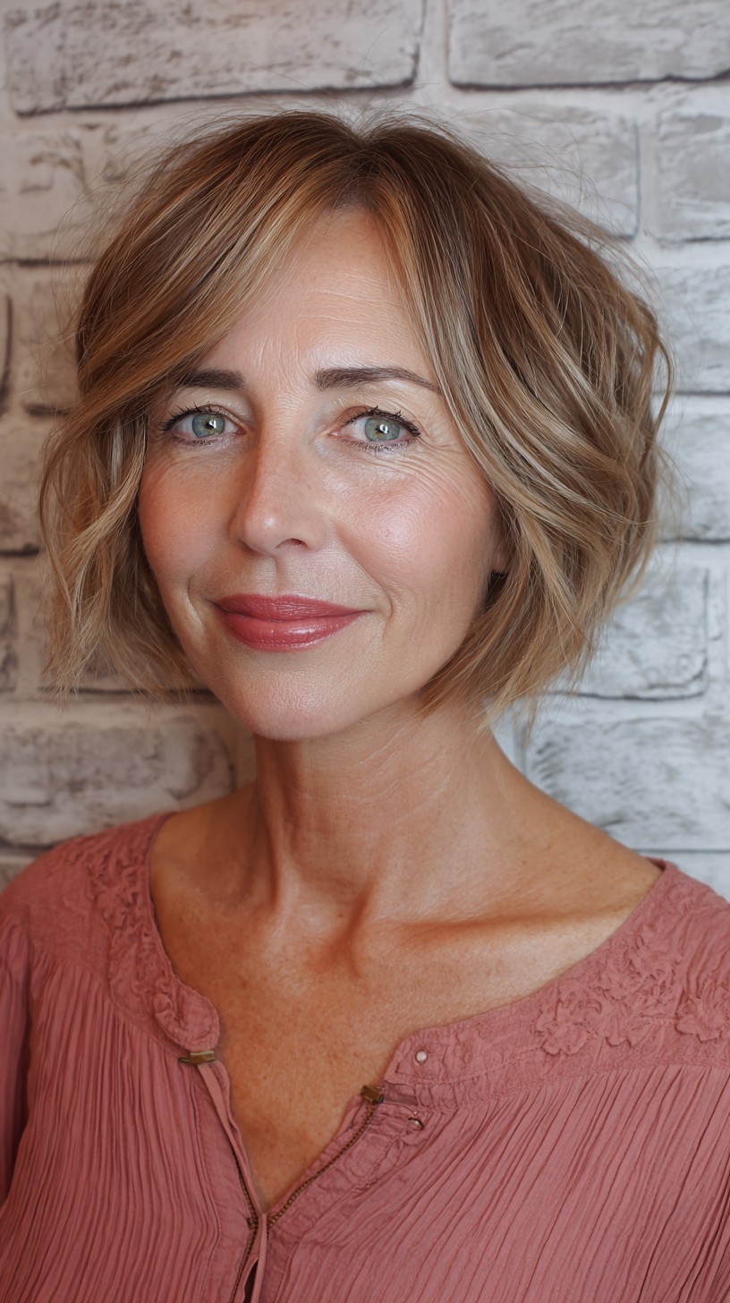 Chic Caramel-Blonde Layered Bob