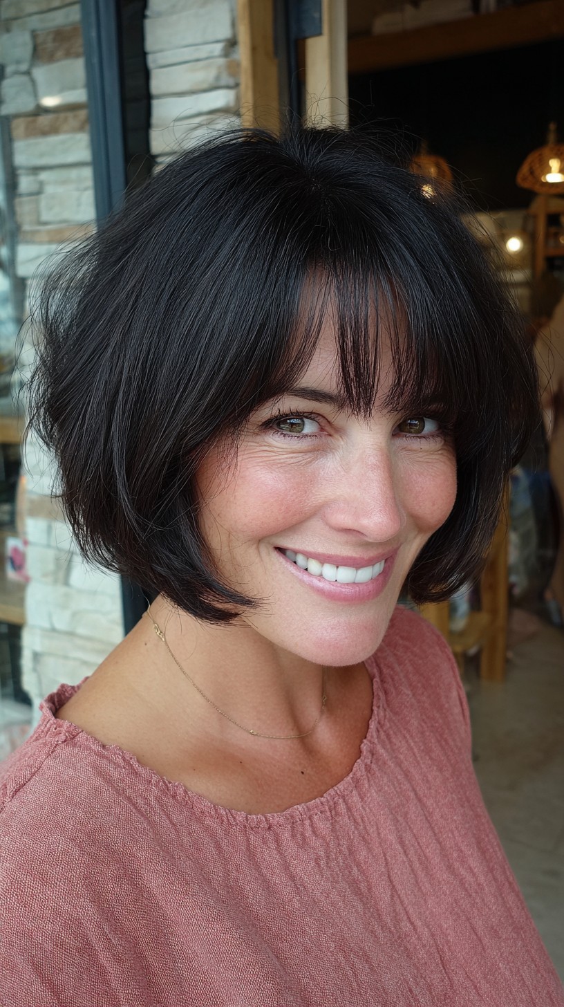 Chic Raven Black Bob with Eye-Skimming Bangs