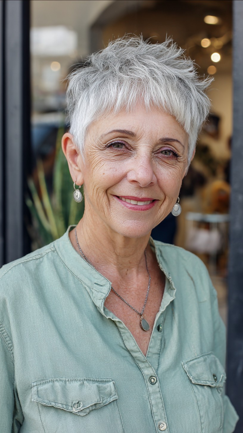 Chic Silver Feathered Cut for Elegant Maturity