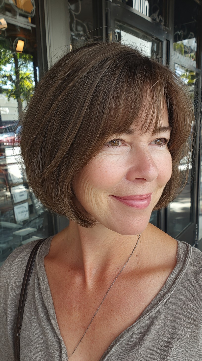 Classic Chestnut Bob with Structured Bangs