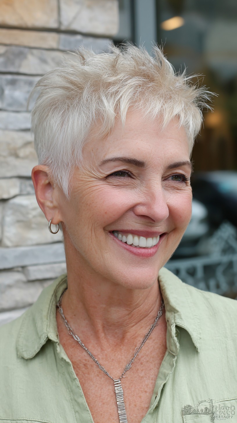 Effortless Silver Textured Pixie for Fine Hair