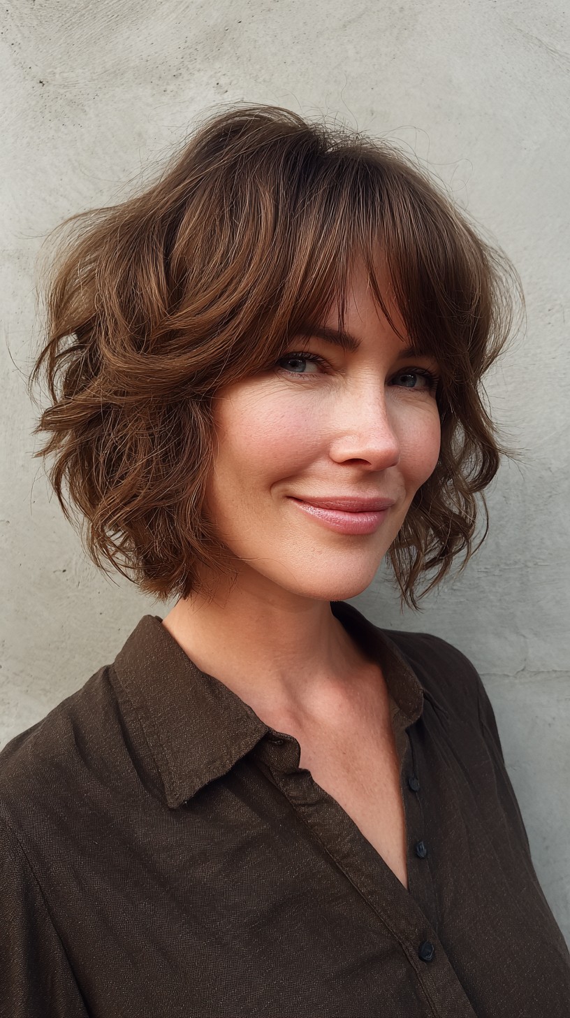 Effortless Tousled Layered Bob with Open Bangs