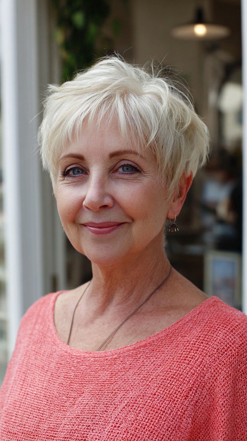 Elegant Icy Blonde Tousled Pixie