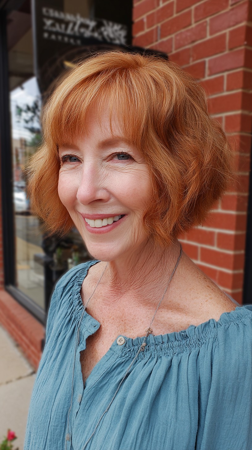 Fiery Copper Layered Bob with Soft Volume