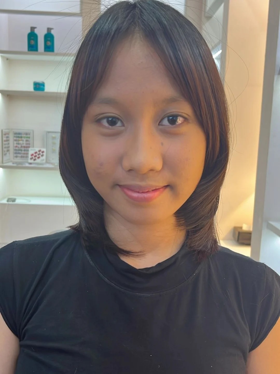 Flawless Brunette Midi Bob with Swooping Layers