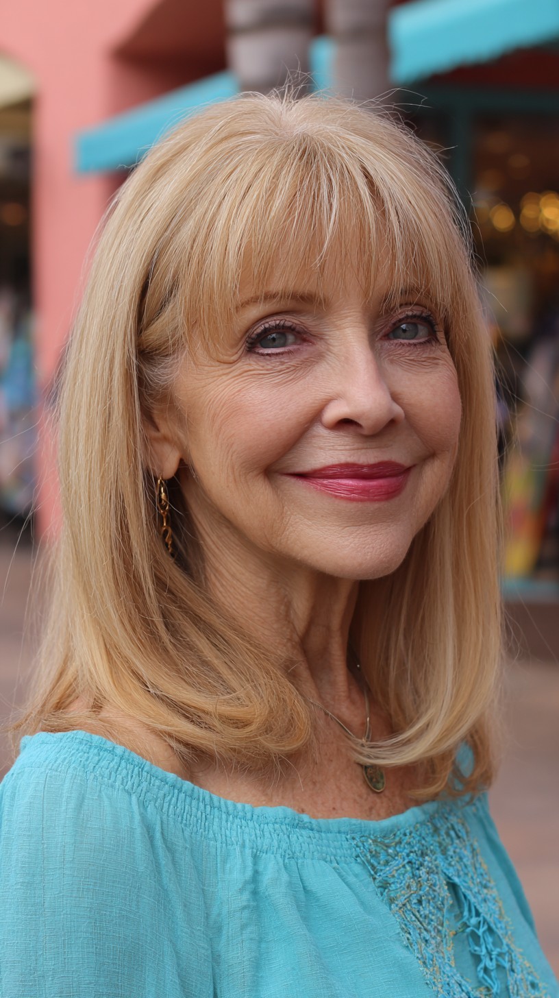 Golden-Blonde Shoulder-Length Cut with Soft Waves
