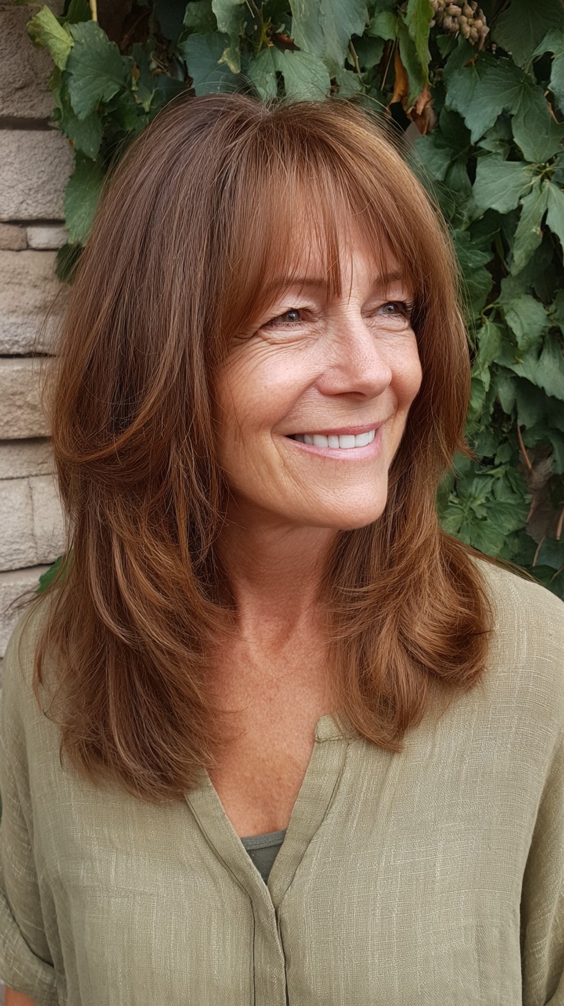 Rich Cinnamon Layered Cut for Fine Hair