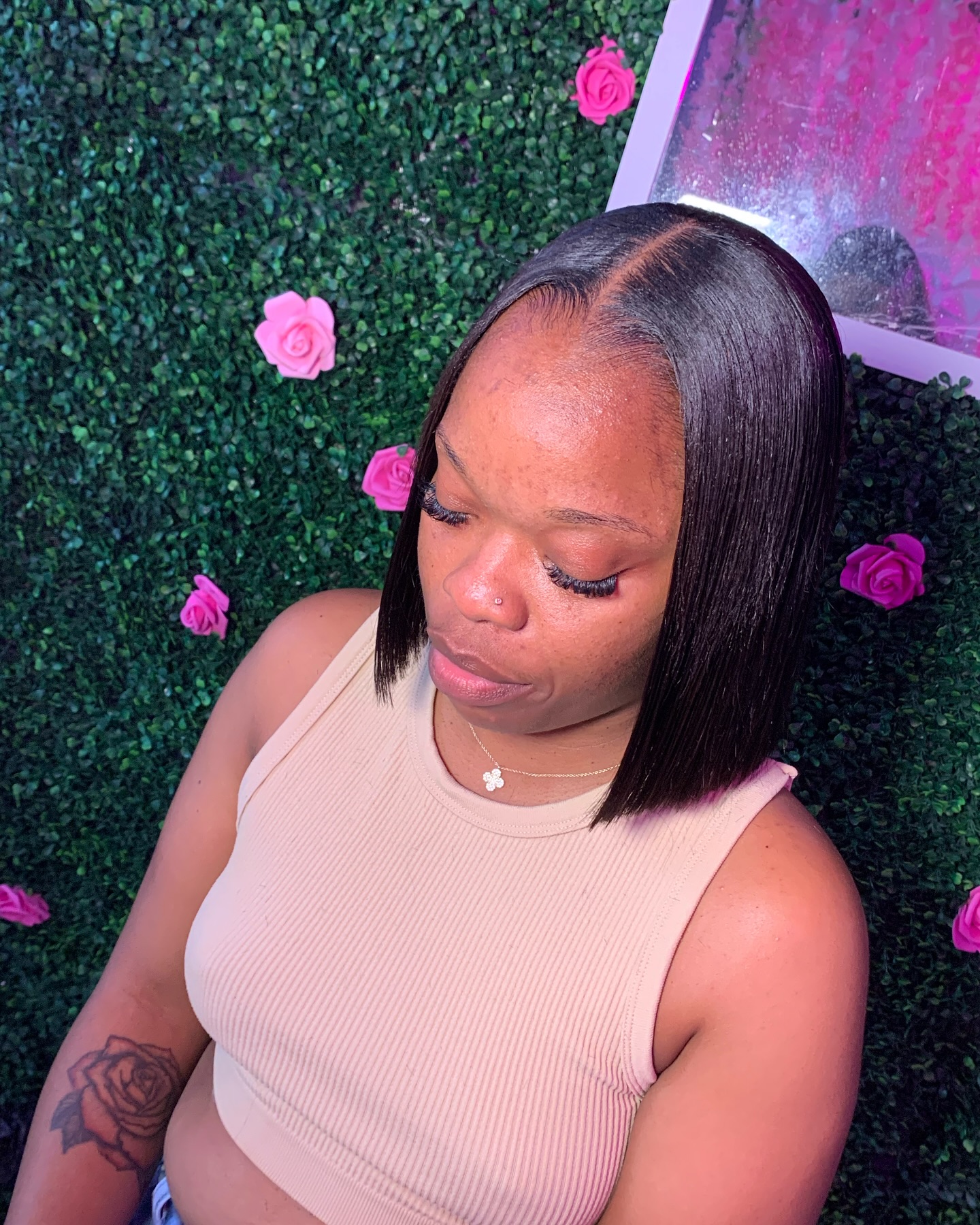 Sleek Blunt Cut Bob with Center Part