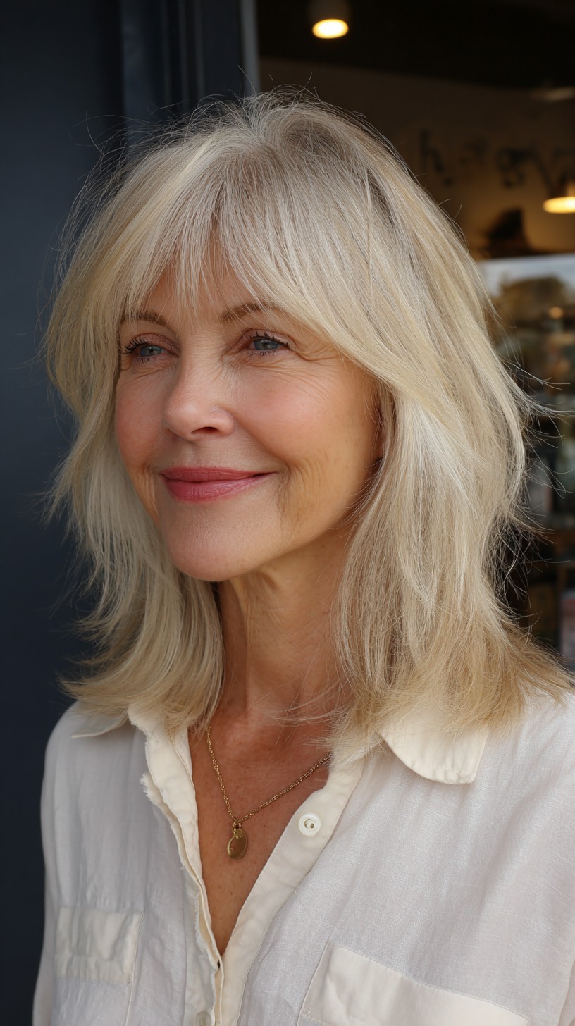 Soft Ash Blonde Bob with Light Feathering