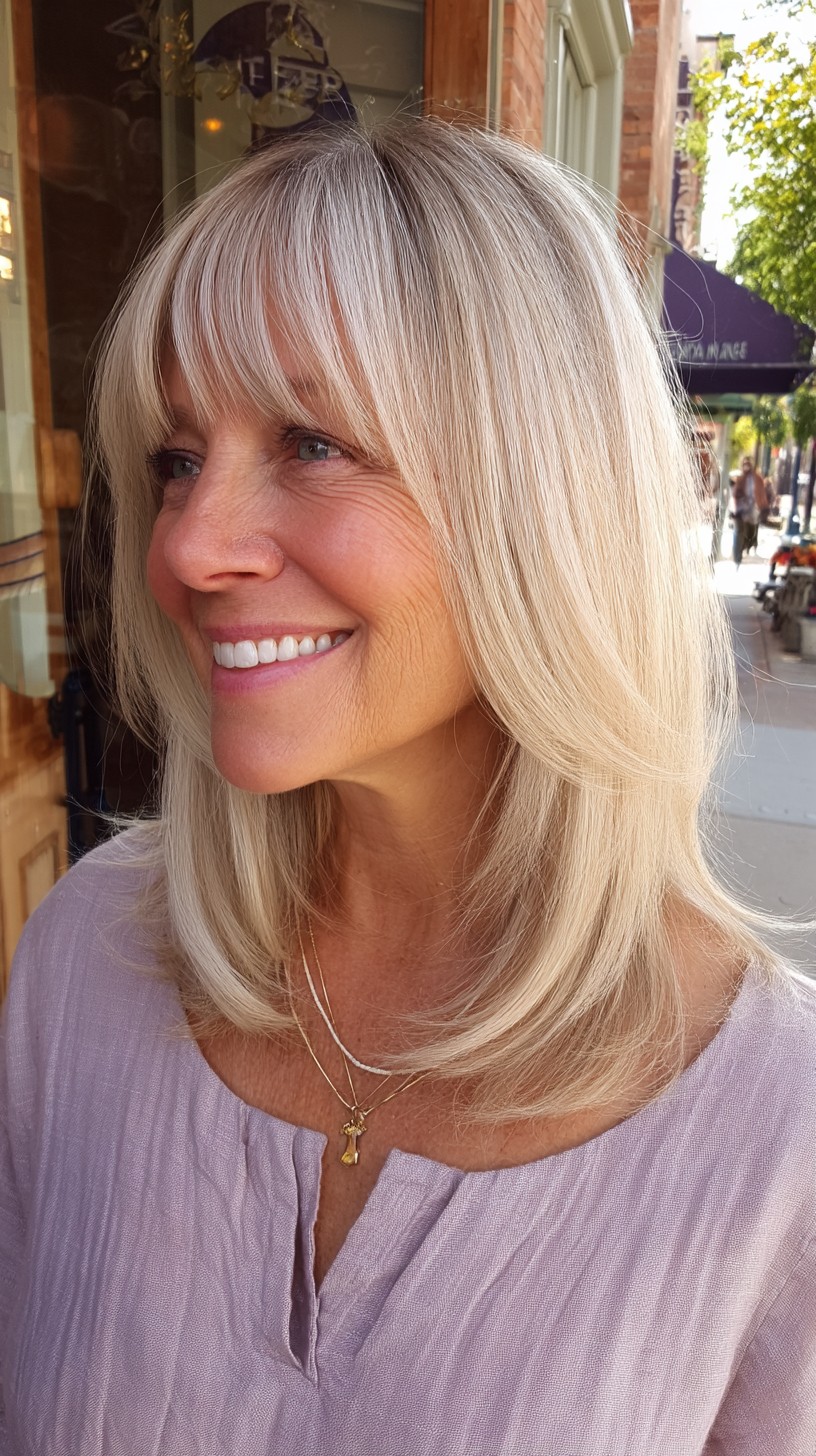 Soft Silver Layers with Wispy Bangs