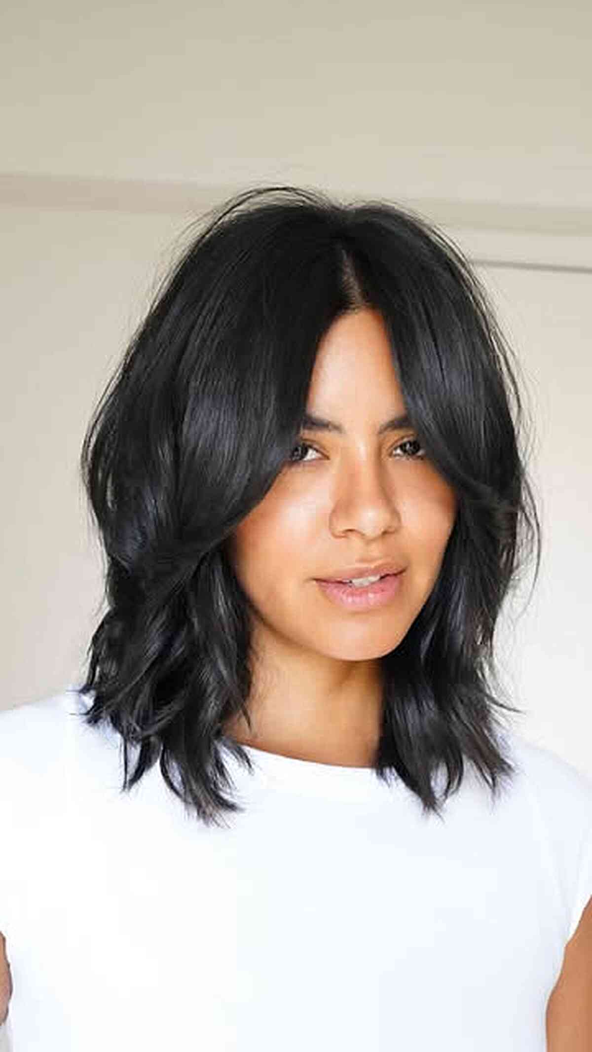 Stylish Medium Length Layered Black Hair
