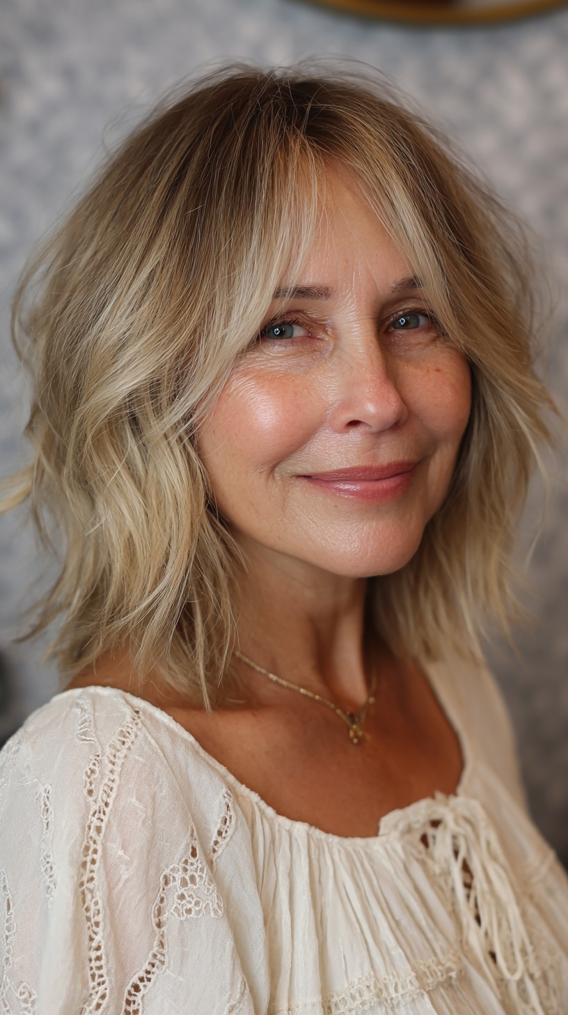 Textured Beach Waves with Balayage Highlights