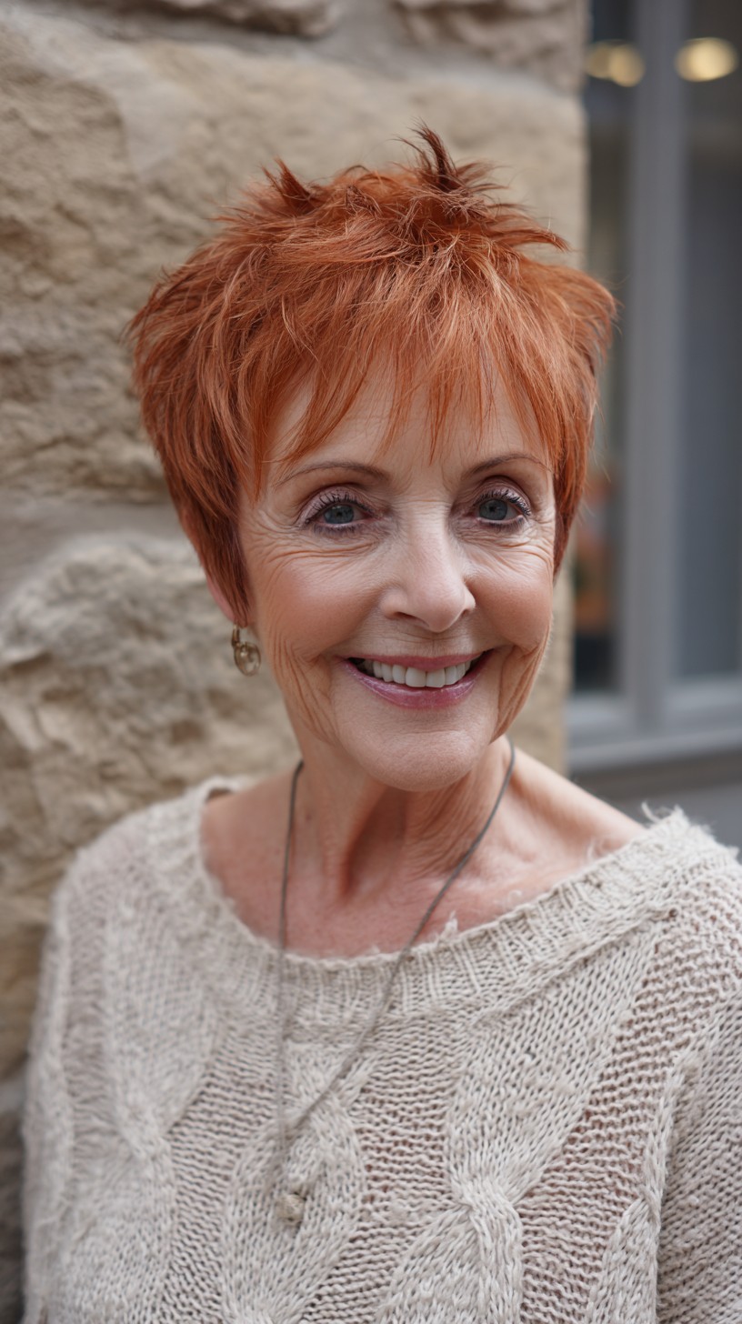 Vibrant Copper Spiked Pixie for Fine Hair