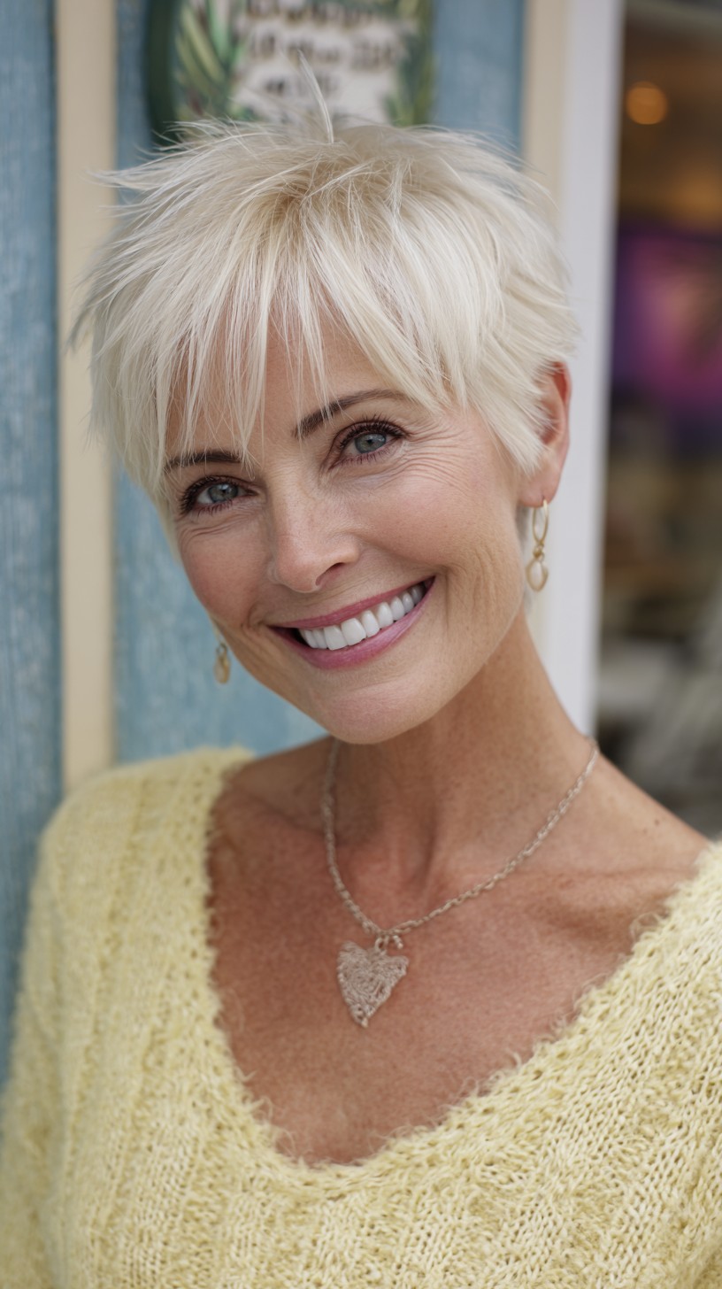 Whimsical Blonde Pixie with Textured Layers