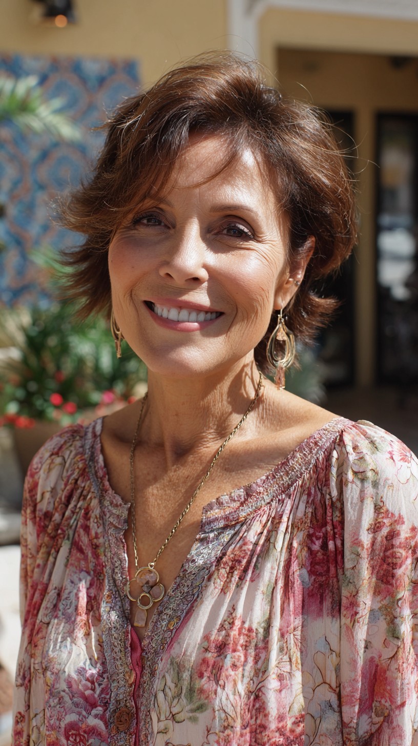 Breezy Chestnut Pixie with Textured Layers