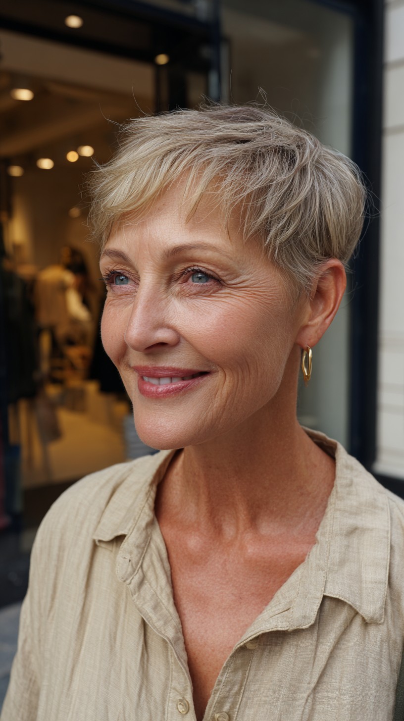 Chic Ash Blonde Tapered Pixie with Soft Textures
