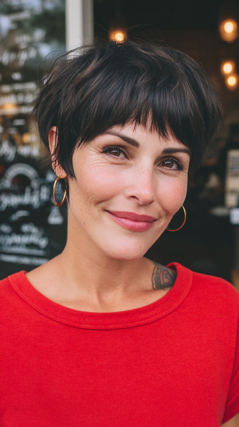 Chic Brunette Cropped Bob with Subtle Layers