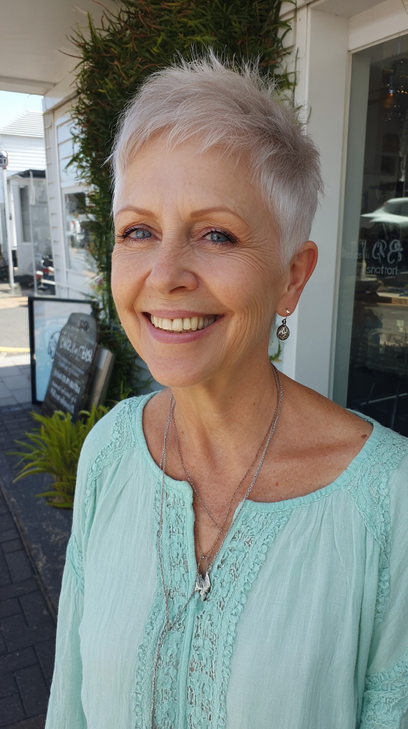 Chic Silver Wispy Short Cut for Grandmas
