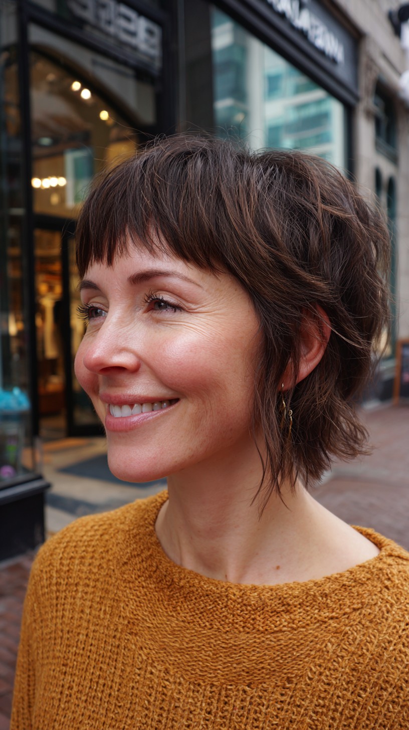 Chic Textured Bob with Wispy Bangs