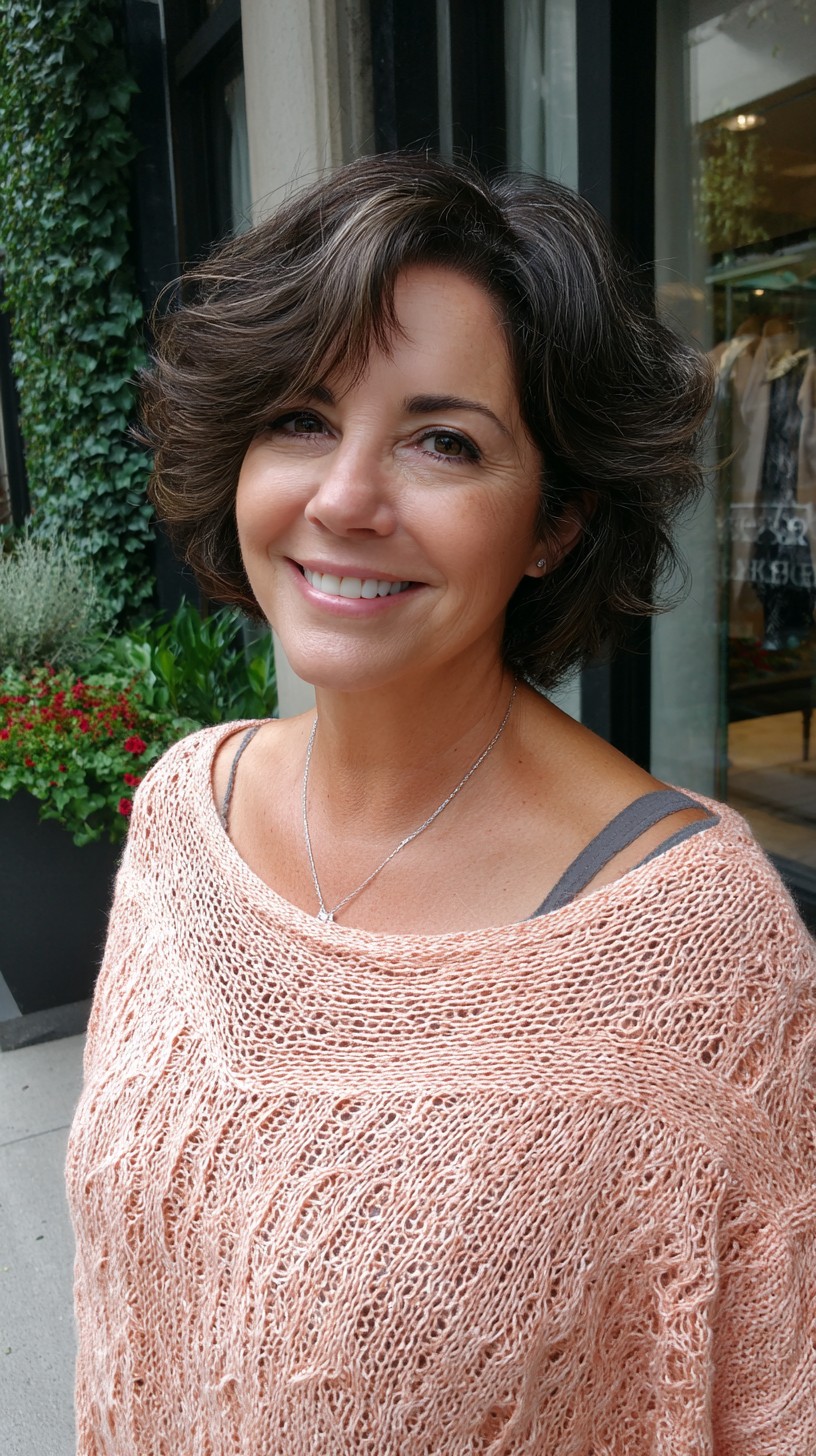 Dynamic Espresso Tousled Bob with Subtle Highlights