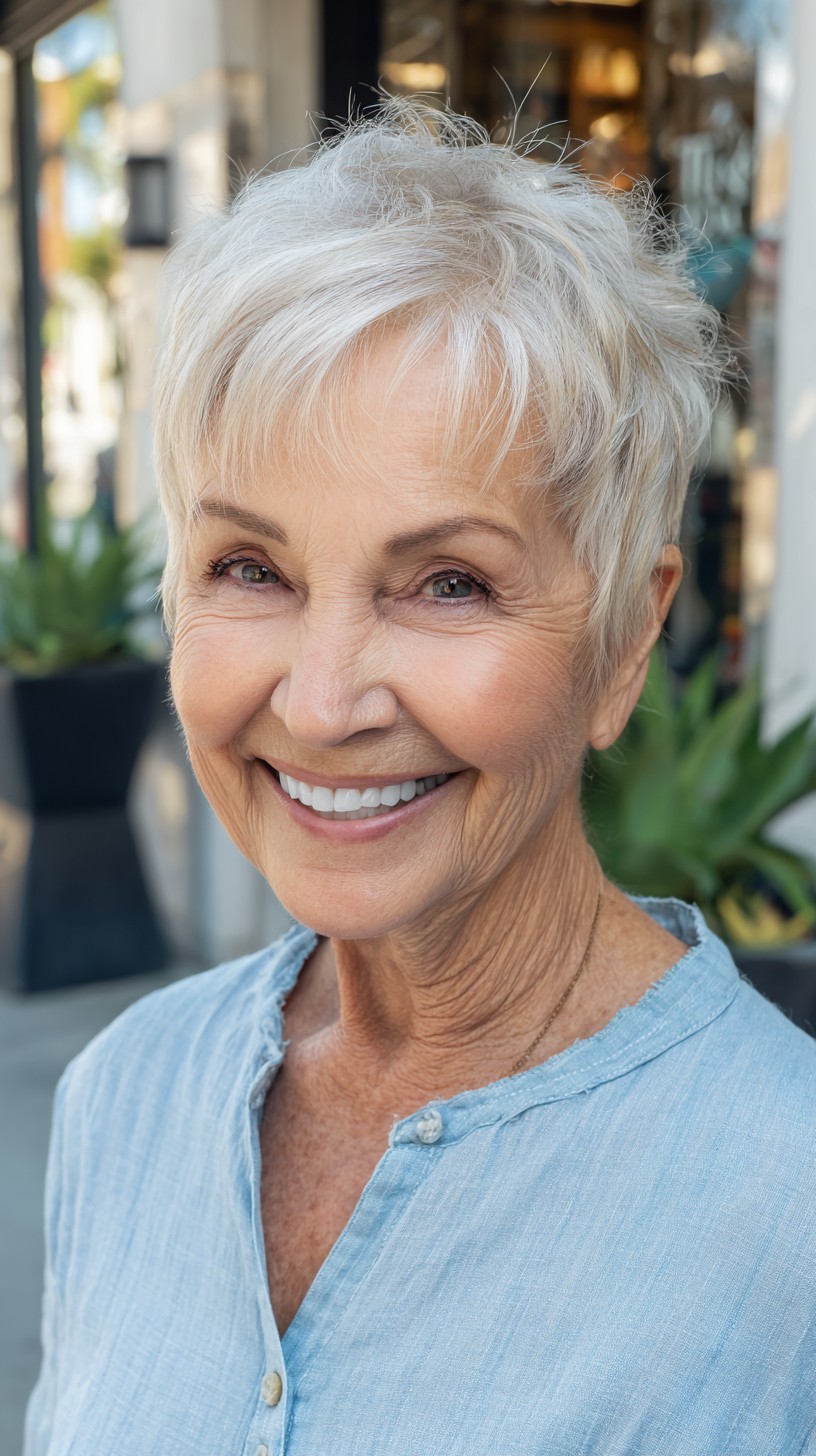 Effervescent Silver Textured Mini Pixie for Chic Grandmas