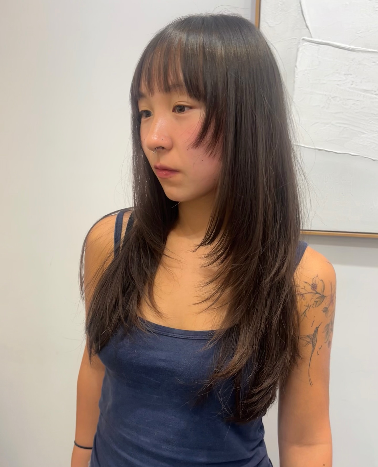 Effortless Long Cut with Soft Wispy Bangs